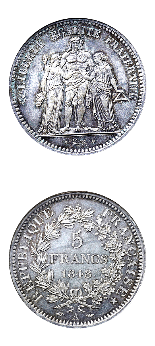 Beschreibung der 50 Francs „Hercules“ (1974-1980) Silbermünze - 90%