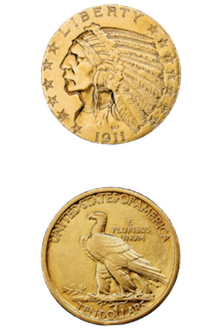 Moneda de oro águila de 10 dólares