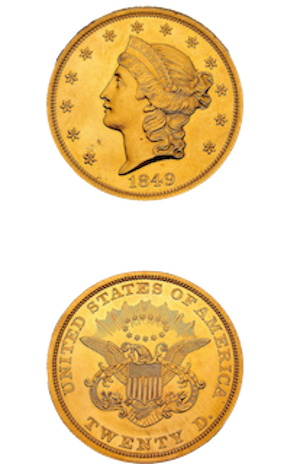 Золотая монета 20 долларов орел